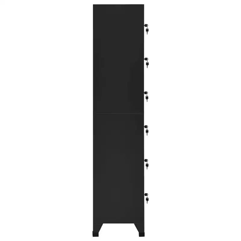 vidaXL Armoire de rangement moderne en acier avec 6 portes verrouillables et bouches d'aération - Noir - 15 x 15,7 x 70,9