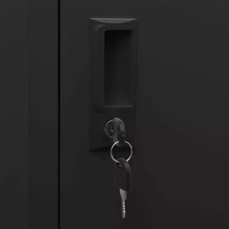 vidaXL Armoire de rangement moderne en acier avec 6 portes verrouillables et bouches d'aération - Noir - 15 x 15,7 x 70,9