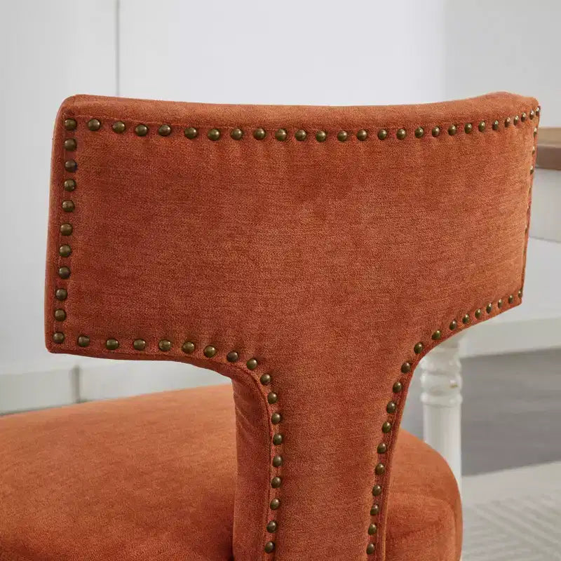 CLIHOME Lot de 2 chaises d'appoint rembourrées en tissu de lin style ferme, dossier incurvé, chaises de salle à manger avec cadre en bois massif