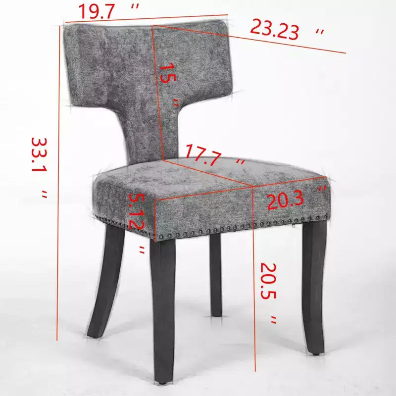 CLIHOME Lot de 2 chaises d'appoint rembourrées en tissu de lin style ferme, dossier incurvé, chaises de salle à manger avec cadre en bois massif