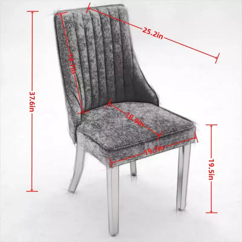 CLIHOME Lot de 2 chaises de salle à manger en chenille floquée, chaise d'appoint rembourrée avec pieds en acier inoxydable brossé argenté