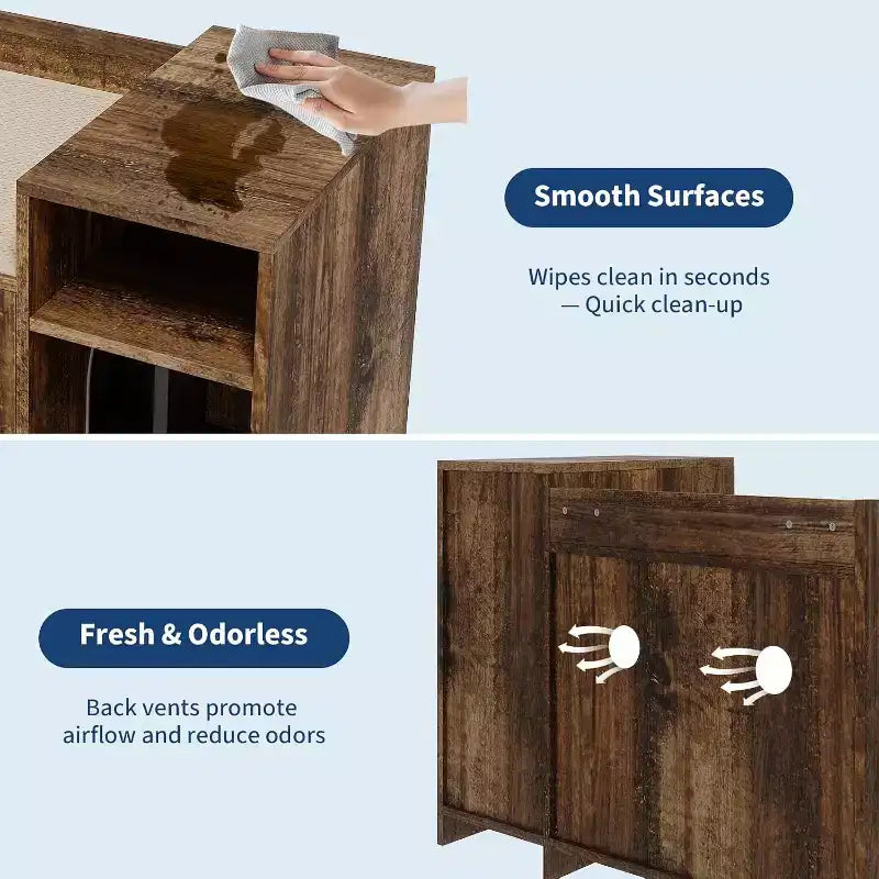 Meuble cache-litière pour chat, meuble de litière dissimulé avec porte de grange, style table d'appoint moderne, maison en bois pour animaux de compagnie, conception anti-chien