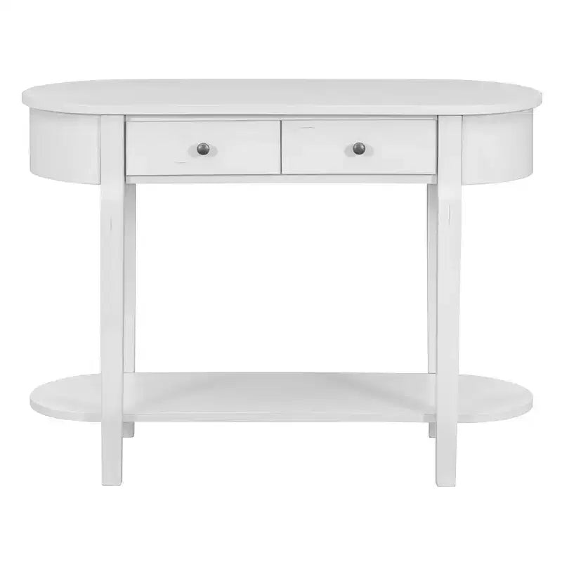 MAYEERTY Console Rétro avec Design Courbé et Finition Lisse pour Entrées, Salons, Couloirs Turquoise Blanc Ancien