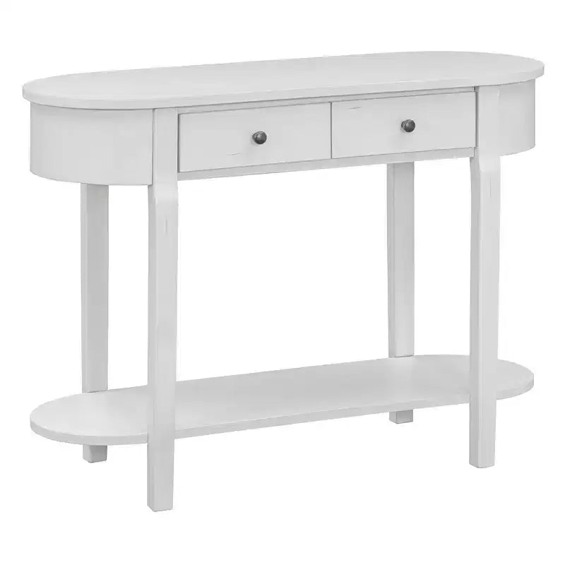 MAYEERTY Console Rétro avec Design Courbé et Finition Lisse pour Entrées, Salons, Couloirs Turquoise Blanc Ancien