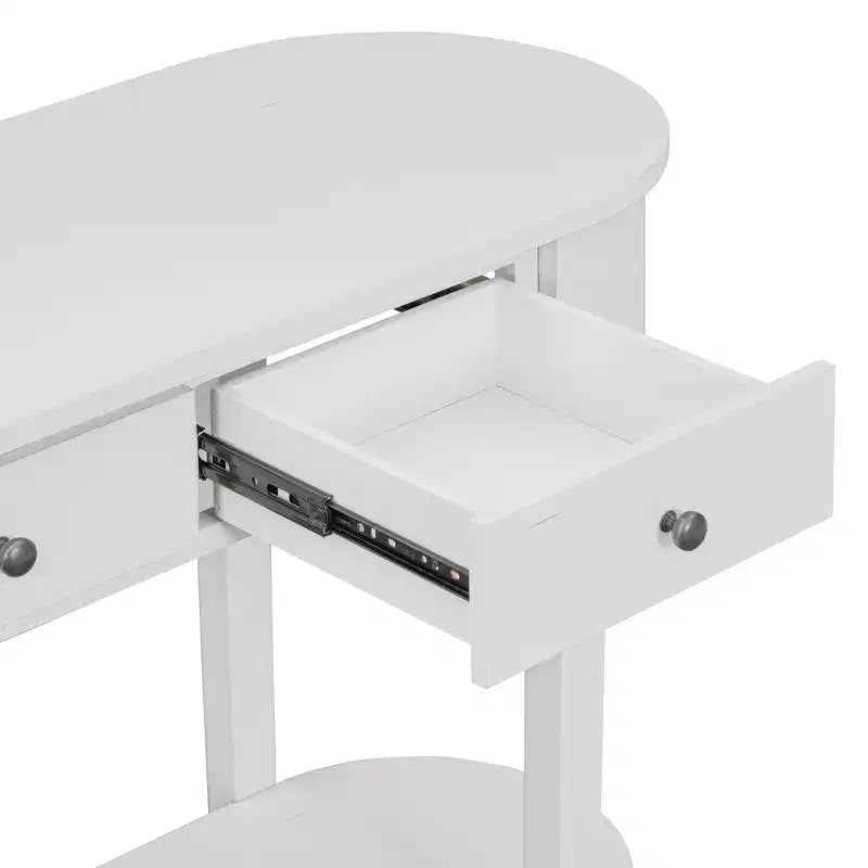 MAYEERTY Console Rétro avec Design Courbé et Finition Lisse pour Entrées, Salons, Couloirs Turquoise Blanc Ancien