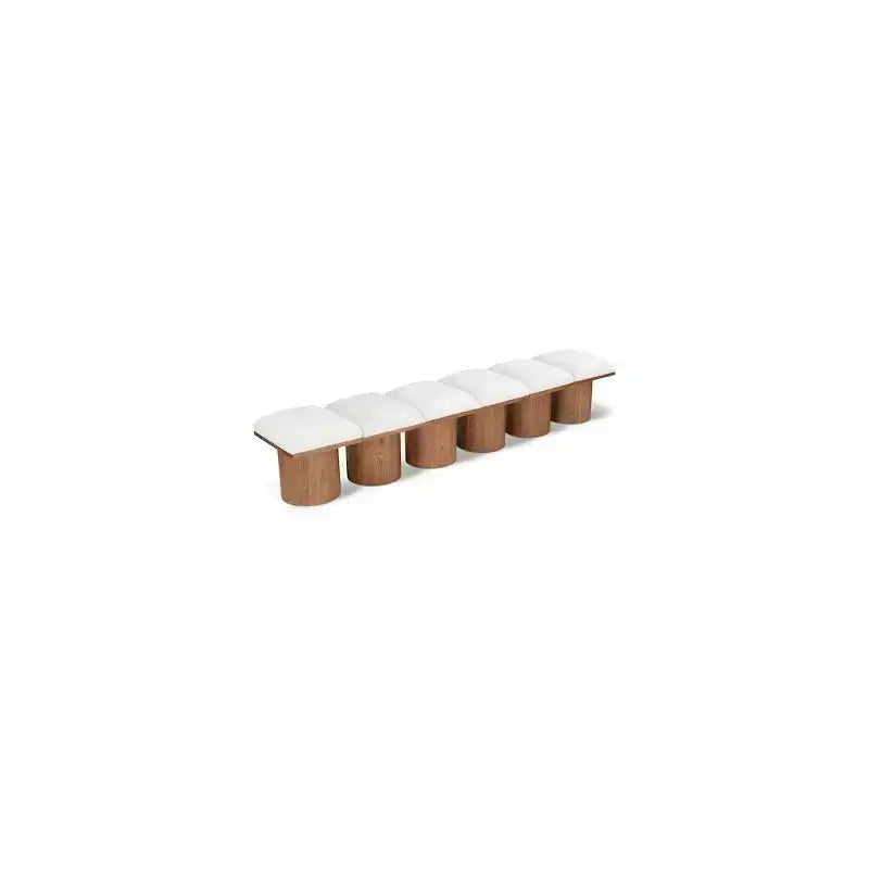 Meridian Furniture,Pavilion Cream Boucle Fabric Bench