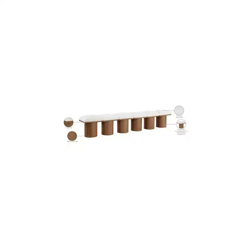 Meridian Furniture, Banc en Tissu Bouclé Crème Pavilion