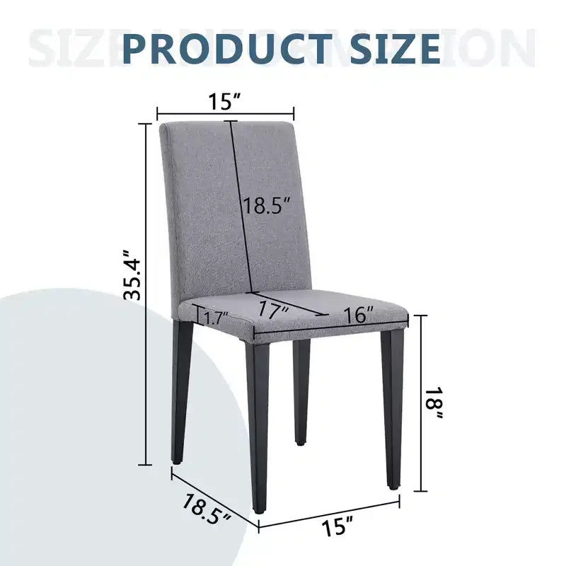 MAYEERTY Lot de 2 chaises de salle à manger en lin et coton gris clair, assise polyvalente et confortable
