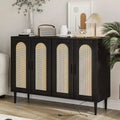 GustoWave Sideboard Buffet Cabinet, 4 Rattan Doors Accent Storage Cabinet, Console Table Coffee Bar, Hallway, Living Room