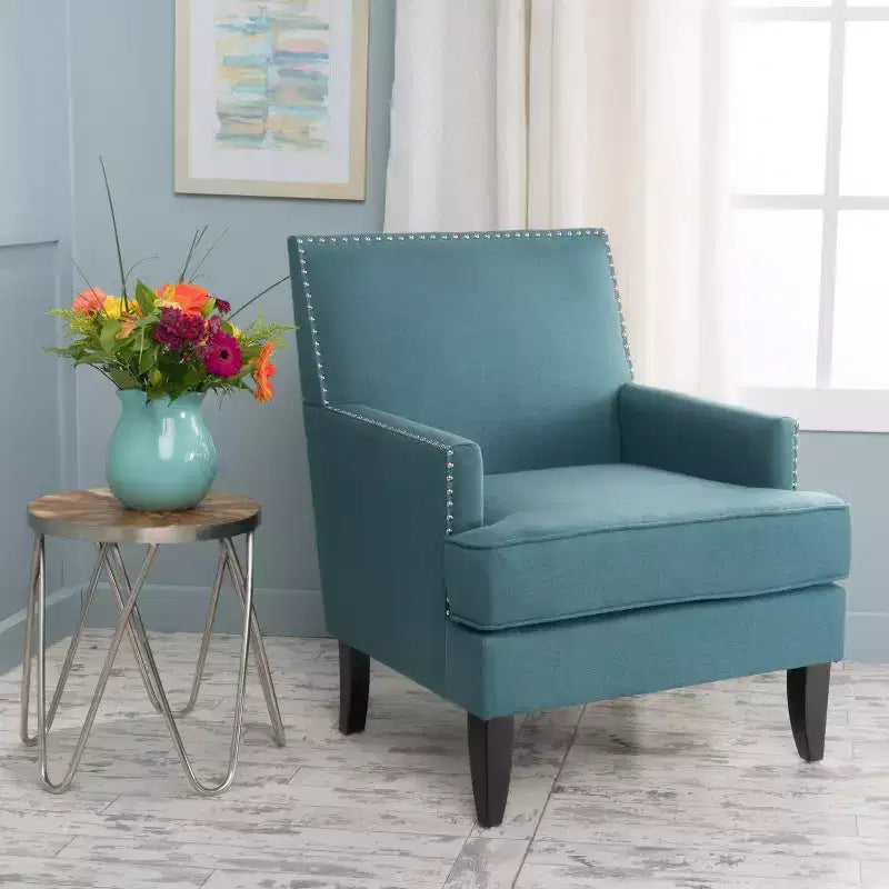 GDFStudio Richardson Contemporary Fabric Upholstered Club Chair with Nailhead Trim