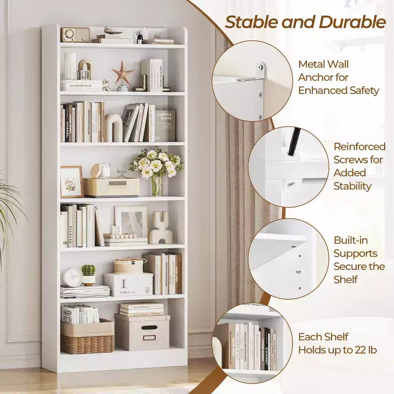 Étagère à livres moderne Yaheetech à 7 niveaux en bois pour bureau, salon