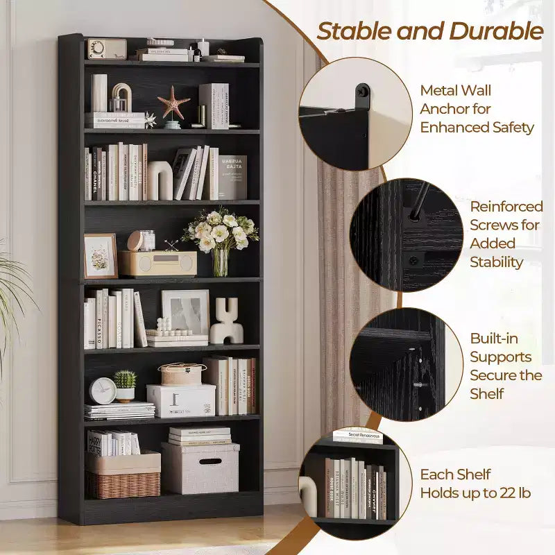 Étagère à livres moderne Yaheetech à 7 niveaux en bois pour bureau, salon