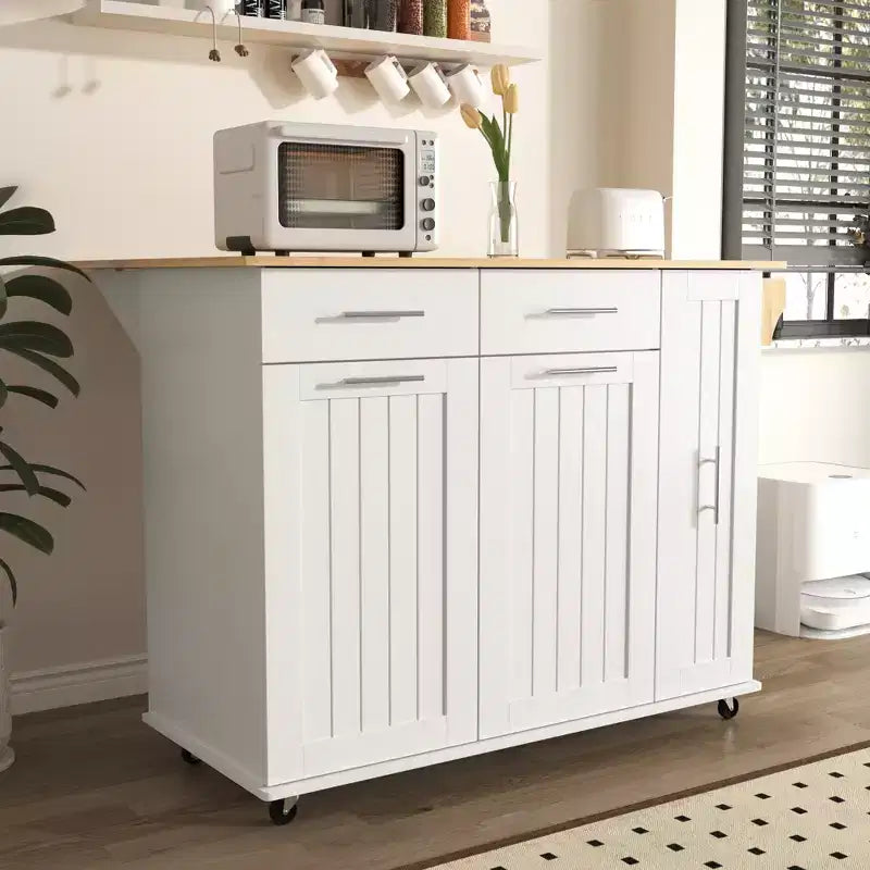 Chariot de Rangement de Cuisine CLIHOME avec Organisateur d'Armoire Coulissant à 3 Niveaux, Îlot de Cuisine Roulant sur Roues avec Porte-Serviettes, 2 Tiroirs