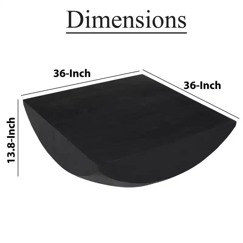 Table basse Royal Hampton | Plateau carré de 36 po | Base tambour arrondie fabriquée à la main | Bois de manguier