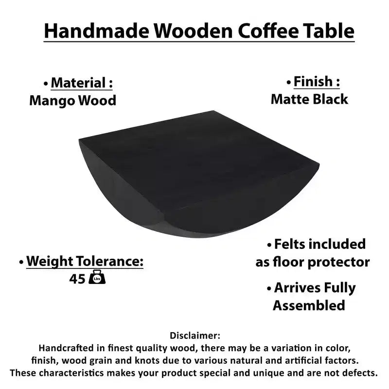 Table basse Royal Hampton | Plateau carré de 36 po | Base tambour arrondie fabriquée à la main | Bois de manguier