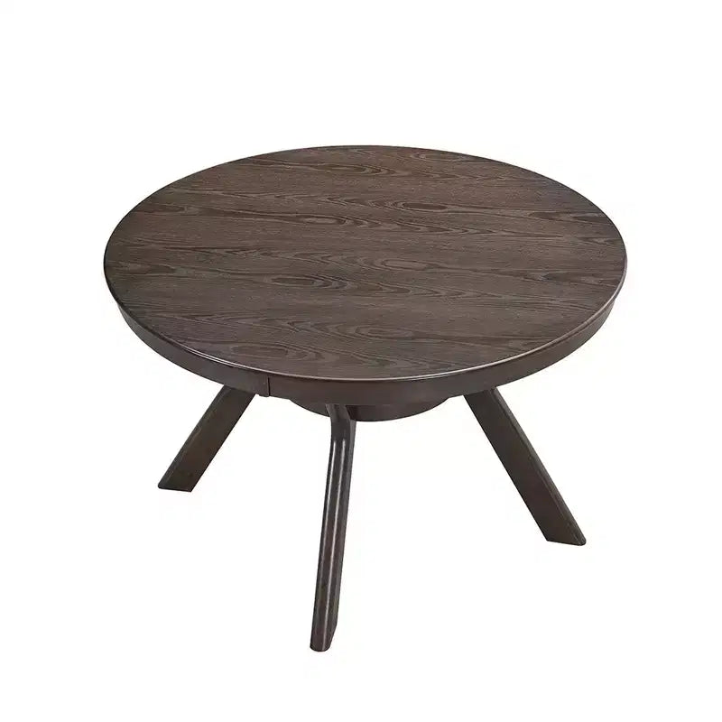 Table à manger ronde moderne Okak avec piédestal en tréteaux, table en bois pour salle à manger, restaurant
