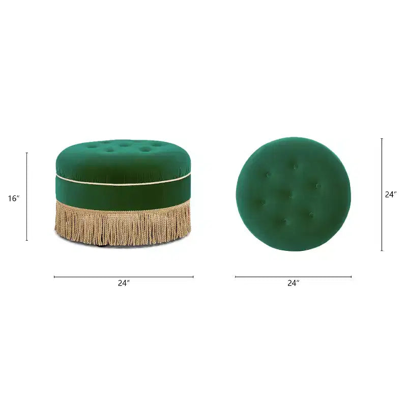 Jennifer Taylor Home Pouf d'appoint rembourré rond Yolanda 24, velours pêche orangé avec garniture dorée