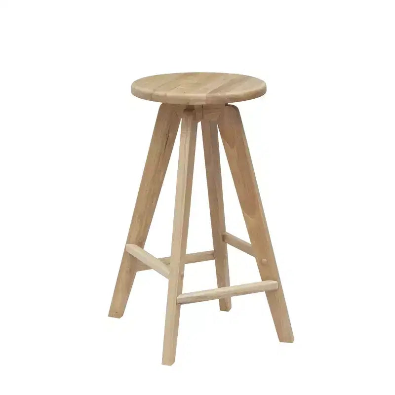 JONATHAN Y Ceren MidCentury Industrial Round Solid Wood Backless Stool