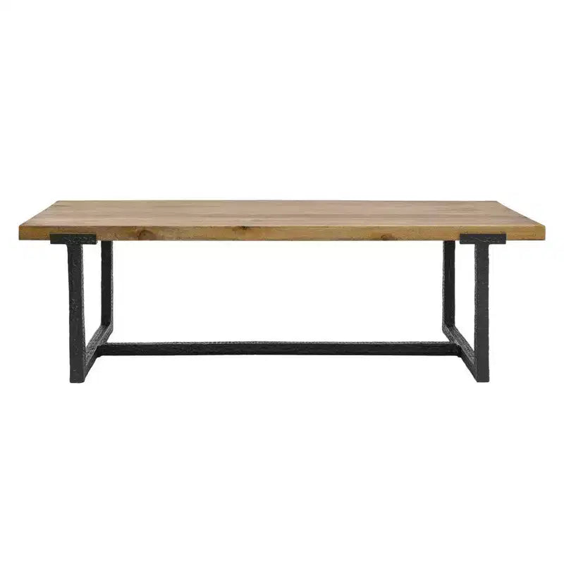 Table basse Royal Hampton 48 | Cadre noir en aluminium moulé fait main | Plateau en bois de manguier massif