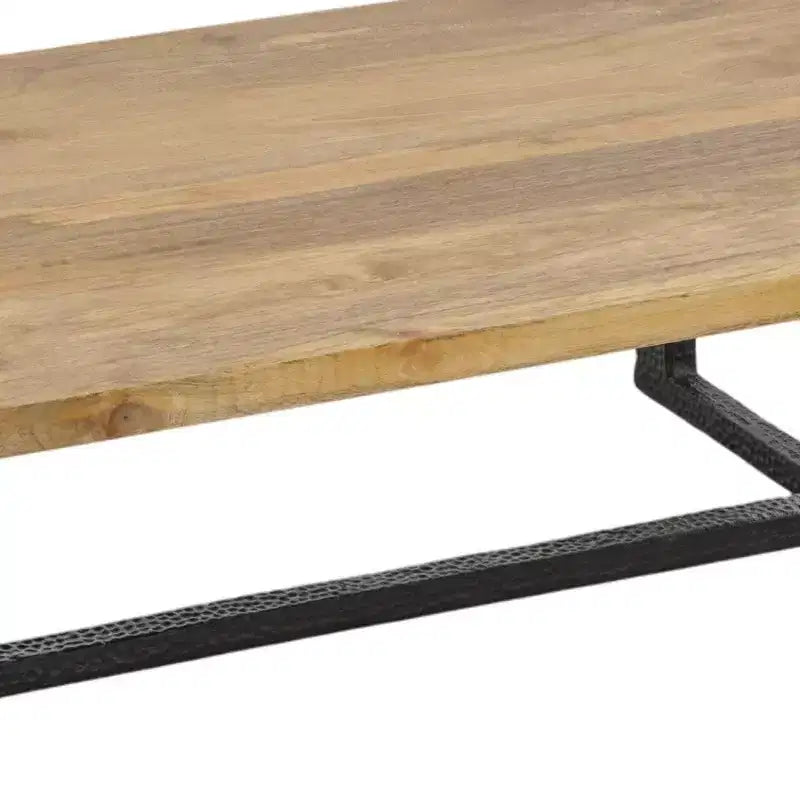 Table basse Royal Hampton 48 | Cadre noir en aluminium moulé fait main | Plateau en bois de manguier massif