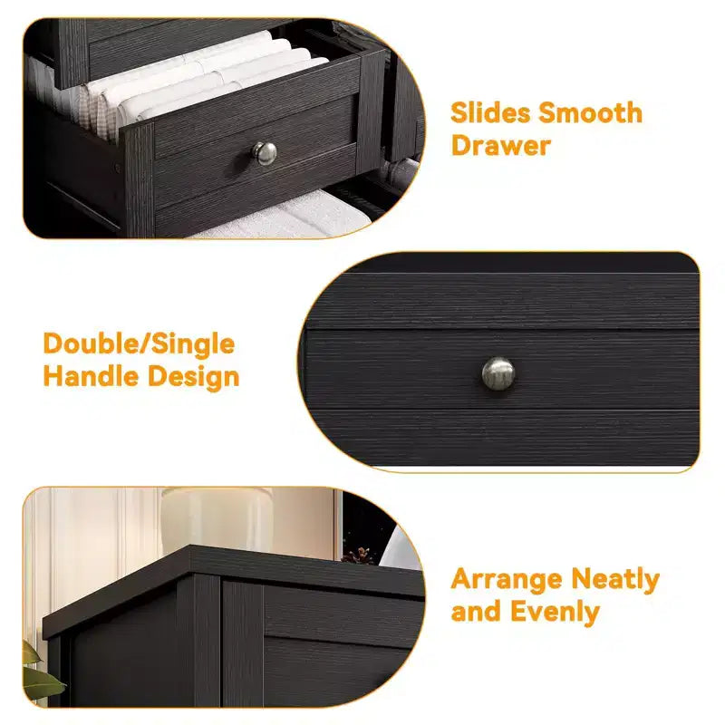 Commode GustoWave à 12 tiroirs pour chambre à coucher, 63 commodes en bois pour salon pour téléviseur de 65 pouces, commode moderne