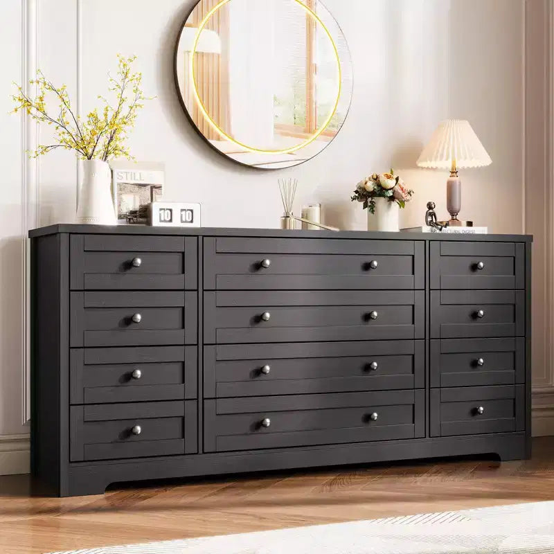 Commode GustoWave à 12 tiroirs pour chambre à coucher, 63 commodes en bois pour salon pour téléviseur de 65 pouces, commode moderne