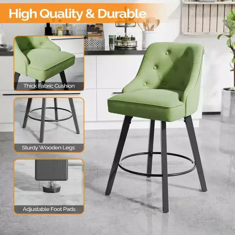 Tabouret de bar pivotant à 360° élégant avec coussin moelleux et construction robuste