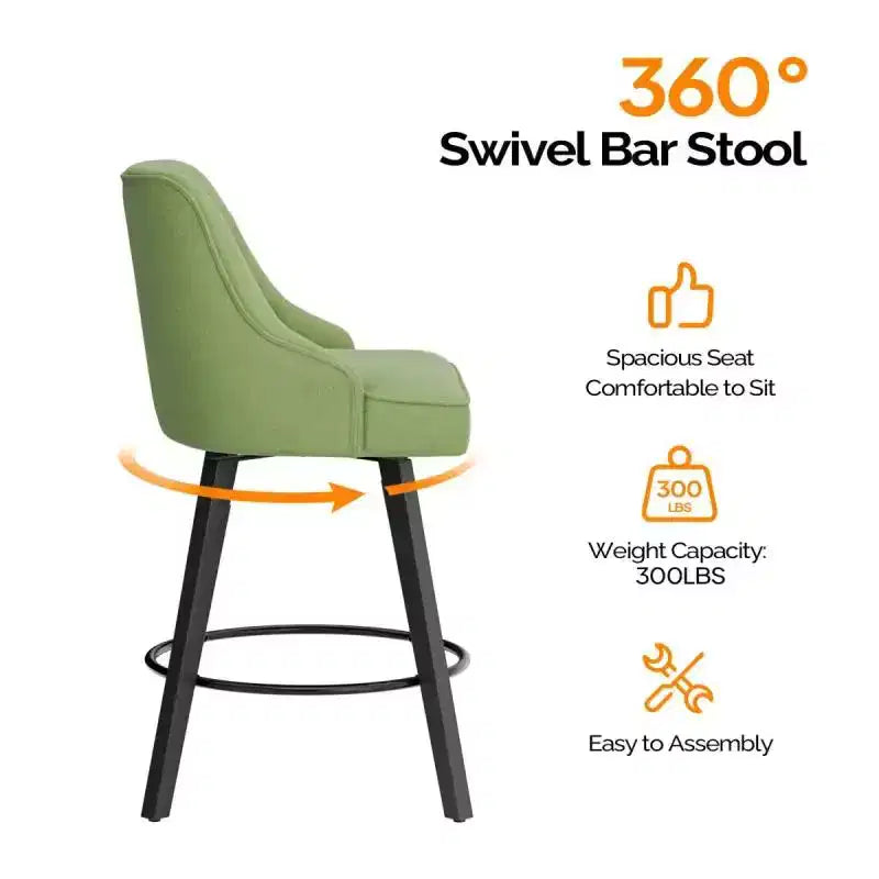 Tabouret de bar pivotant à 360° élégant avec coussin moelleux et construction robuste