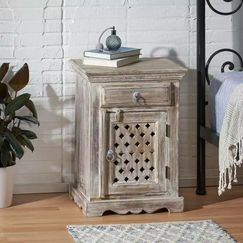 GDFStudio Chaves Boho Handmade Mango Wood Nightstand