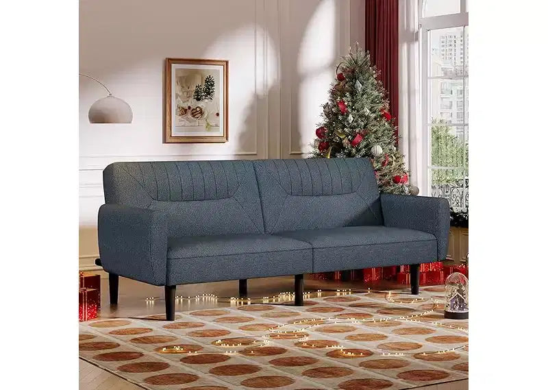Canapé-lit futon confortable en tissu de lin Dyonery 75.8, canapé-lit convertible 3 places avec dossiers réglables
