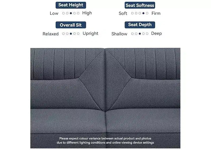 Canapé-lit futon confortable en tissu de lin Dyonery 75.8, canapé-lit convertible 3 places avec dossiers réglables