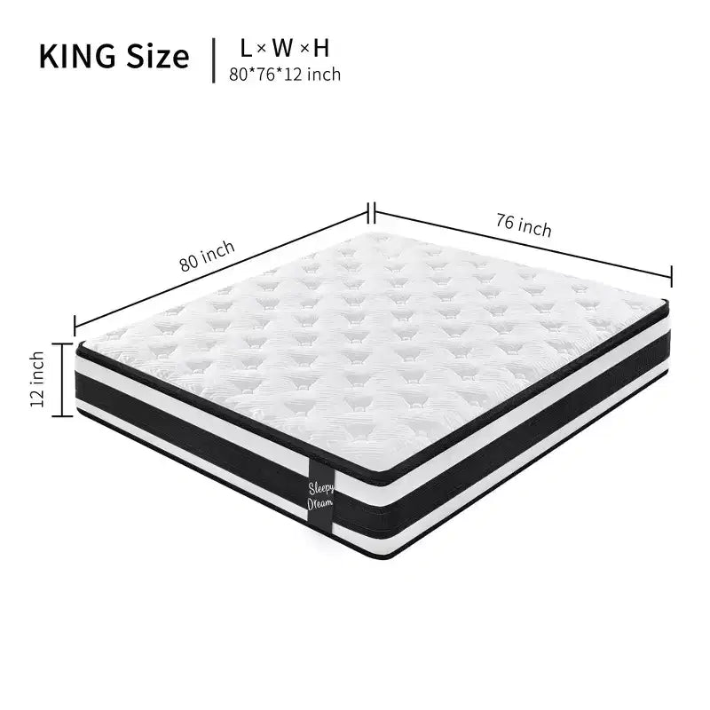 GDFStudio Cecil, matelas hybride à plateau-coussin avec ressorts ensachés individuels, en mousse à mémoire de forme respirante de 30,5 cm et revêtement tricoté