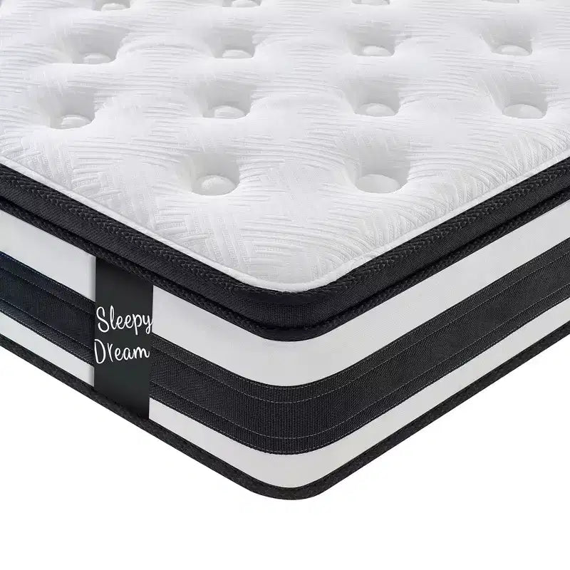 GDFStudio Cecil, matelas hybride à plateau-coussin avec ressorts ensachés individuels, en mousse à mémoire de forme respirante de 30,5 cm et revêtement tricoté