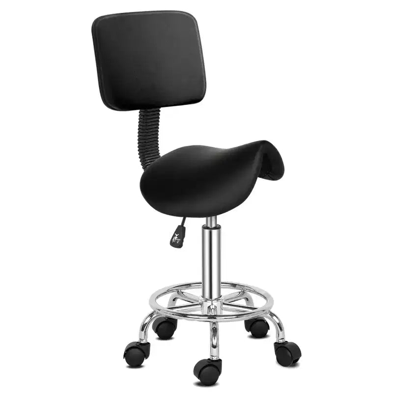 Swivel Saddle Stool Adjustable Salon Chair Hydraulic Backrest Tattoo Massage Spa Chair