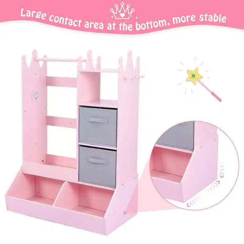 Meuble de rangement pour déguisements de filles - Comprend lumière, miroir, penderie et bac de rangement