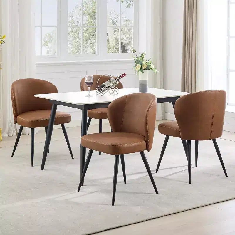 Lot de 2 chaises de salle à manger capitonnées GustoWave Mid-Century, chaises de cuisine modernes en forme de coquille, similicuir avec surpiqûres