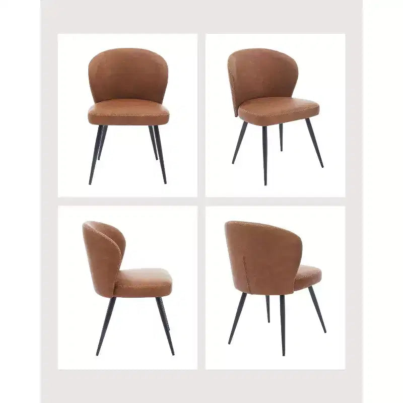 Lot de 2 chaises de salle à manger capitonnées GustoWave Mid-Century, chaises de cuisine modernes en forme de coquille, similicuir avec surpiqûres