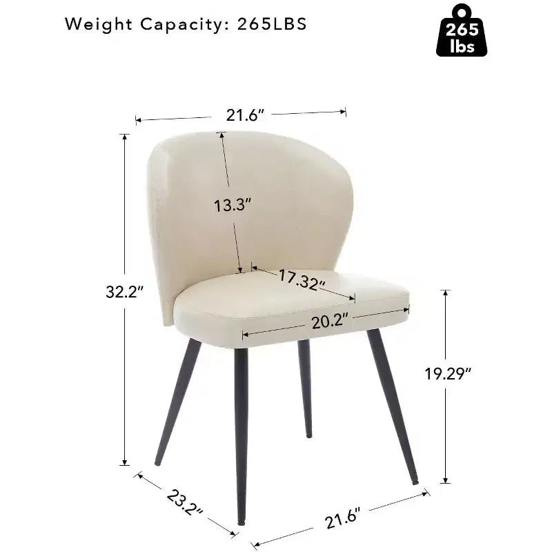 Lot de 2 chaises de salle à manger capitonnées GustoWave Mid-Century, chaises de cuisine modernes en forme de coquille, similicuir avec surpiqûres
