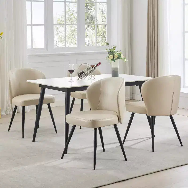 Lot de 2 chaises de salle à manger capitonnées GustoWave Mid-Century, chaises de cuisine modernes en forme de coquille, similicuir avec surpiqûres