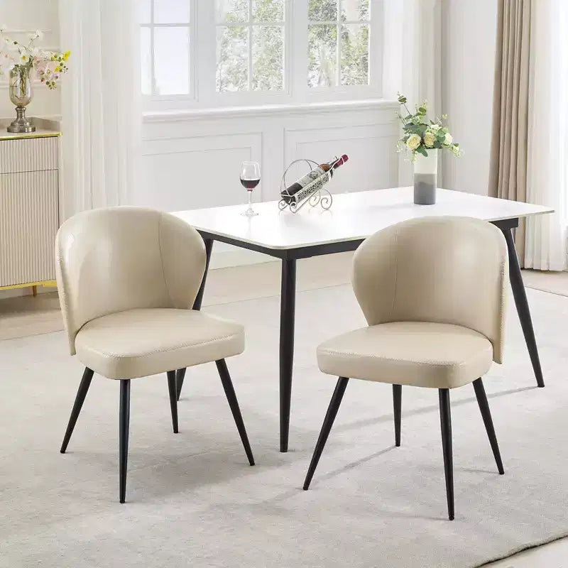 Lot de 2 chaises de salle à manger capitonnées GustoWave Mid-Century, chaises de cuisine modernes en forme de coquille, similicuir avec surpiqûres