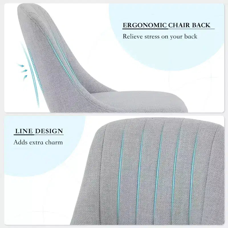 Lot de 2 Chaises de Salle à Manger Rembourrées avec Pieds en Chêne - Capacité de Charge 136 kg, Chaise avec Dossier Courbé en Lin