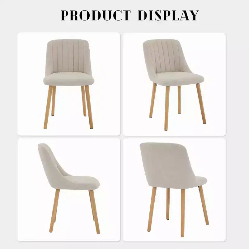 Lot de 2 Chaises de Salle à Manger Rembourrées avec Pieds en Chêne - Capacité de Charge 136 kg, Chaise avec Dossier Courbé en Lin