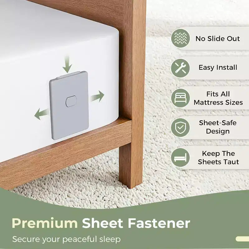 Faunna Attaches Drap de Lit, Sangles Améliorées pour Maintenir les Draps Fermes et Tendus, Pinces à Drap-housse pour Coins, Installation Facile en une Seule Fois, Gris