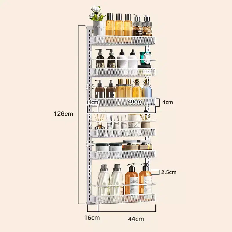 Organisateur de garde-manger à suspendre, étagère à épices murale, rangement suspendu pour garde-manger, 6 paniers réglables en métal robuste pour cuisine domestique, porte arrière