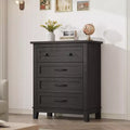 TROPOW 4 Dresser for Bedroom, 34.8 Tall Vertical Drawer Dresser with Large Storage, Freestanding Wooden Closet Chest for Bedroom, Living Room, Grey