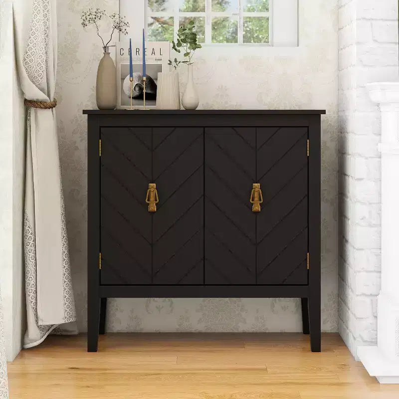 Buffet de salle à manger en bois Okak, meuble de rangement décoratif avec 2 portes et étagères réglables, console pour cuisine/salon/salle à manger