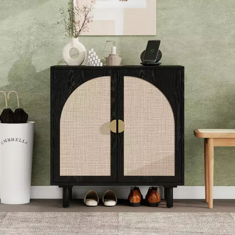 Buffet de salle à manger en bois Okak, meuble de rangement décoratif avec 2 portes et étagères réglables, console pour cuisine/salon/salle à manger