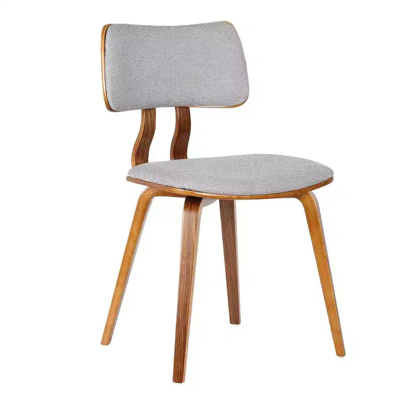 Armen Living,Jaguar Mid-Century Dining Chair in Walnut Wood and Gray Fabric