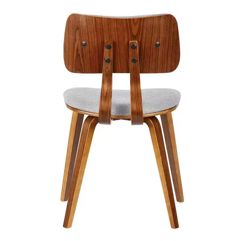 Armen Living, Chaise de salle à manger Jaguar mi-siècle en bois de noyer et tissu gris