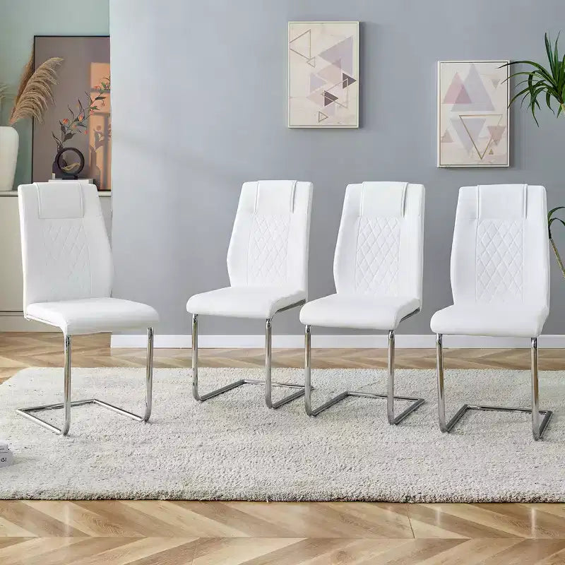 Lot de 4 chaises de salle à manger Zeus et Ruta en similicuir moderne avec revêtement et pieds en métal – Idéales pour la cuisine, le salon et la chambre à coucher.